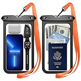 Temdan 2 Pcs Waterproof Phone Pouch, [Up to 10' Large] Universal IPX8 Waterproof Cell Phone Case Dry Bag with Lanyard for iPhone 15 Pro Max/14/13/12/11/SE,Galaxy S24 Ultra/S23/S22 for Vacation -Black