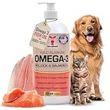 SavvyBeast Pollock and Salmon Oil for Dogs & Cats – Omega-3 Fish Oil Supplement for Pets – Supports Skin & Coat, Joints, Itch Relief, Immune Boost & Heart Health – Wild-Caught & All-Natural – 32 oz