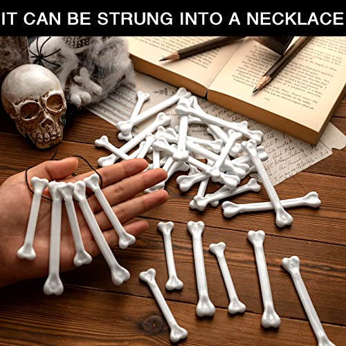 60 huesos de plástico para decoración de Halloween miniatura 4