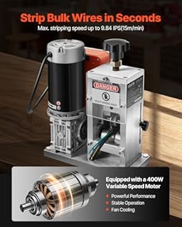VEVOR Dénudeur Câble Électrique, 1,5-40 mm, Machine à Dénuder Automatique, 400 W, Dénudeuse de Fils avec Lames Trempées 64Mn, Rouleaux en Acier 45#, Ventilateur de Refroidissement, Vitesse 15 m/min