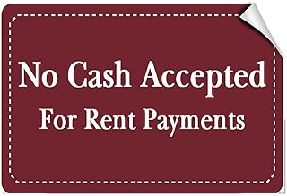 No Cash Accepted for Rent Payments Business Warning Stickers Warning Sign Stickers Warning Lables Warning Symbol Stickers