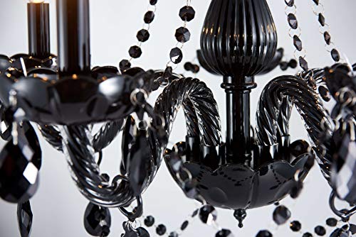 Saint Mossi Modern K9 Crystal Chandelier,Black Chandelier With 5 Lights E12 Base, Modern Pendant Ceiling Lighting Fixture For Dining Room,Bedroom,Living Room, D19 X H19 With Max 59" Adjustable Chain #TOP4
