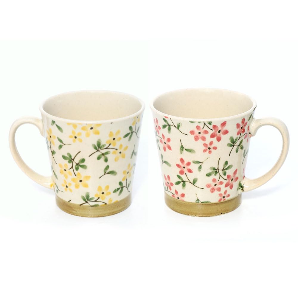 Amazon.co.jp: 暮らしの彩り マグ 小花柄 マグカップ 2色セット 口径