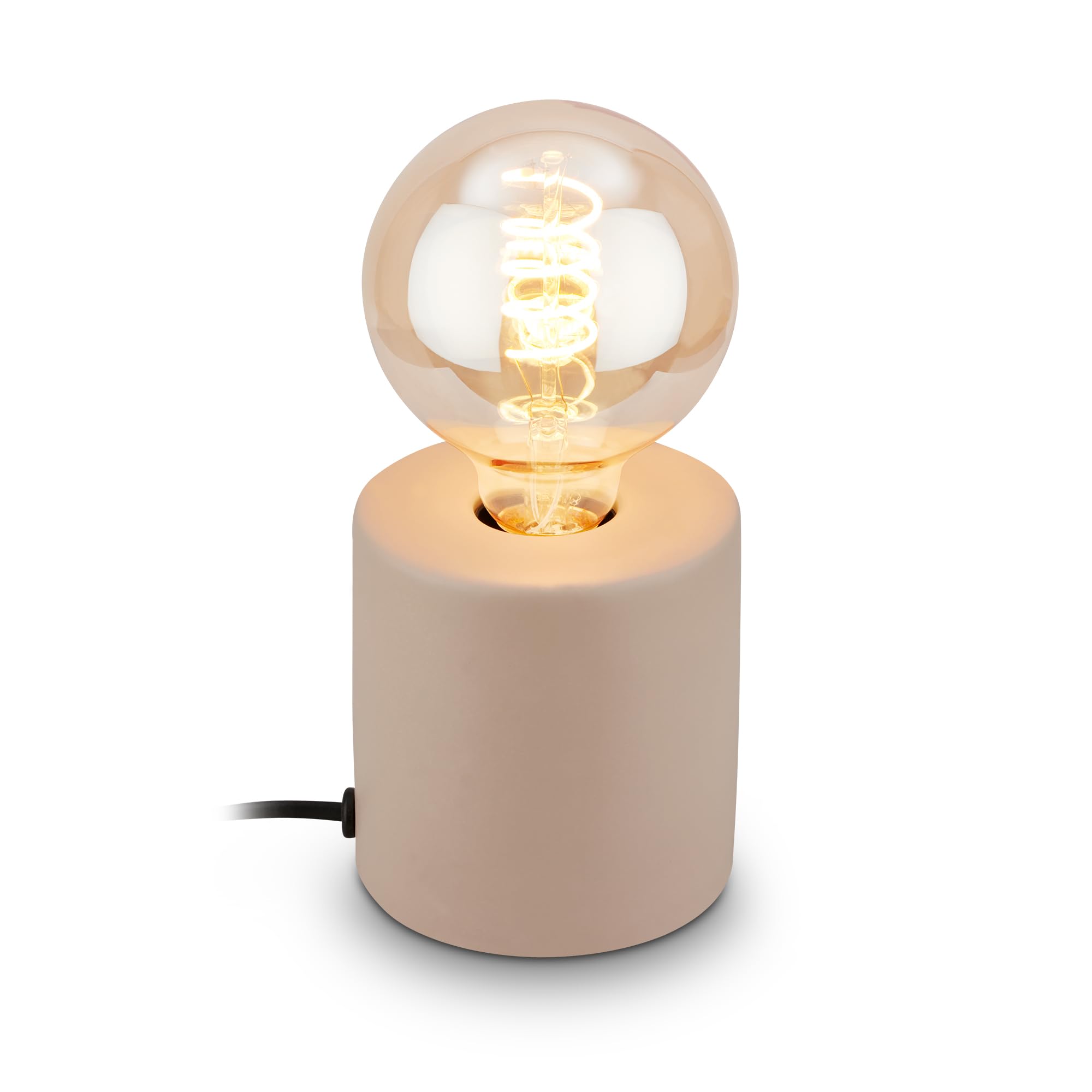 BRILONER - Lampada da tavolo, base in ceramica, E27, max. 10W,lampada da comodino, lampada da scrivania, lampade da comodino, lampada scrivania, lampada comodino camera da letto, 10x10,3 cm, beige