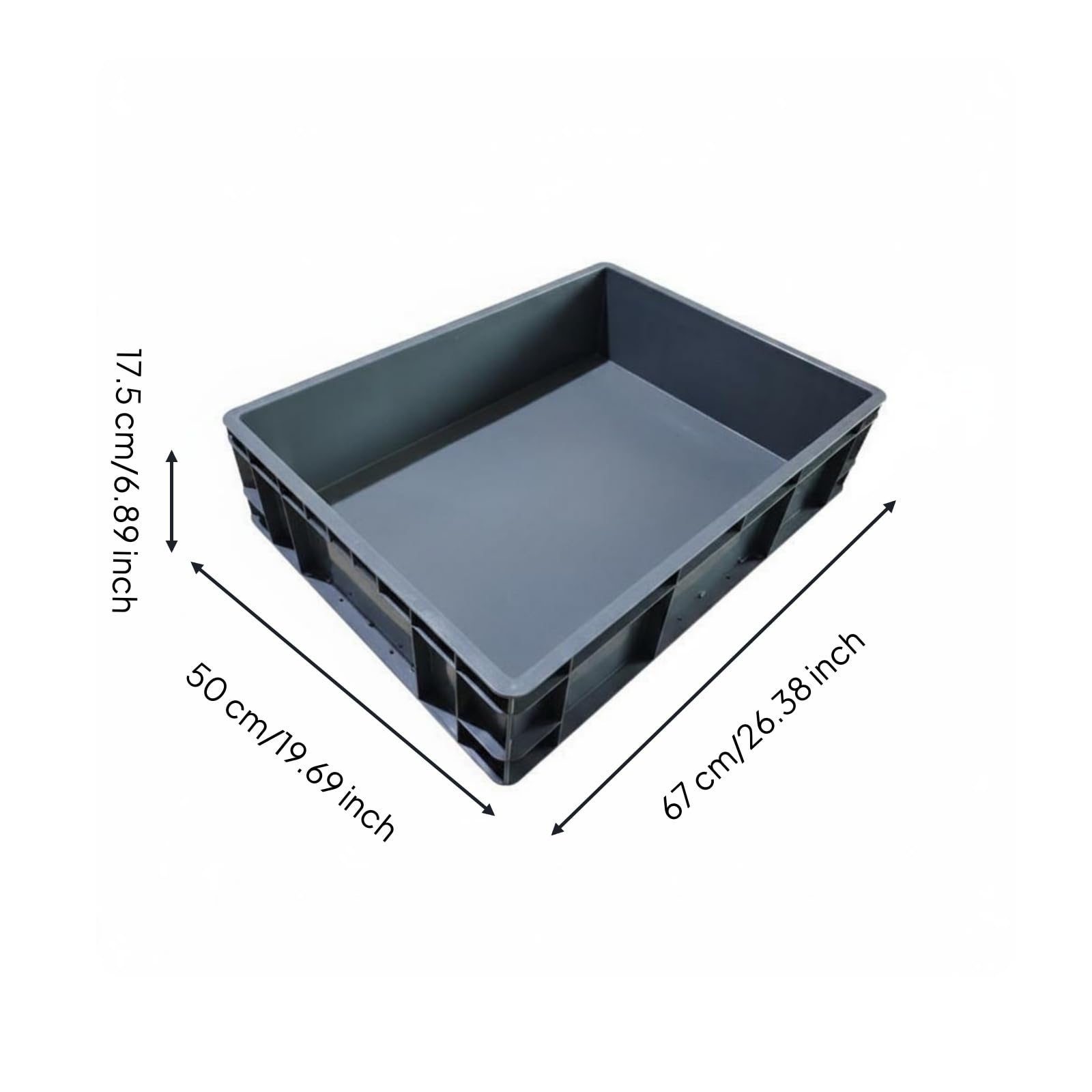 Cassone Industriale Scatola Logistica Contenitore Impilabile in HDPE Corpo Rinforzato per Smistamento Componenti Adatto a Magazzino Officina Gestione Accessori, Grigio, EU5616