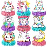 9PCS Caticorn Honeycomb Centerpieces Themed Birthday Party Decorations Cat Unicorn Rainbow Colorful Centerpiece Table Decoration Party Favors Decor Supplies Gifts for Boys Girls Men Women