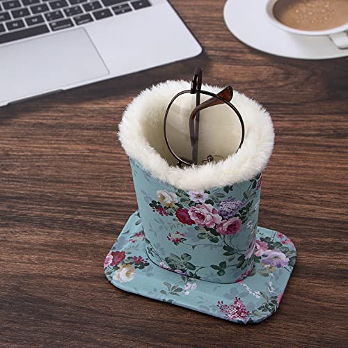 Image of Pack of 2 Plush Lined Eyeglasses Holder Stand Protective Glasses Case For Desks Or Nightstands