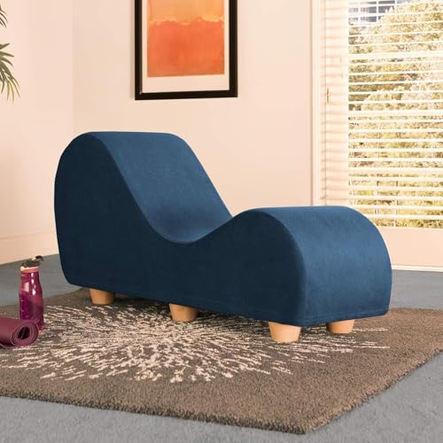 Image of Faux Leather Yoga Stretch Chair Couch - Play, Relax & More | Love Seat for Couples, Fun, & Flexibility! (Marine)