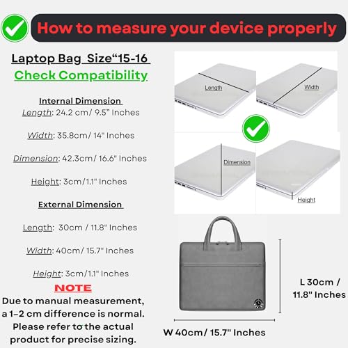 KCA_S3 Dark Grey Laptop Shoulder Bag 15-16 Inch ONLY MacBook Pro 15 16 Air 15 M2 Dell XPS 15 G15 Gaming HP ProBook 450 Lenovo ThinkPad E15 T15 ASUS TUF Gaming A15 Acer Nitro 5 Business Professional - image 7