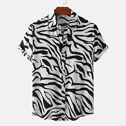 Chemise hawaïenne en coton noir style vintage zèbre pour un confort estival supérieur
