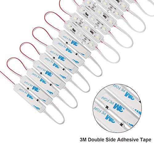 Lulin 100Pcs Waterproof Super Bright Led Module Strip Lights White, 53Ft Dc12V 3 Led Module White For Letter Sign Advertising Sign With Tape Adhesive Backside #TOP2