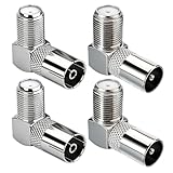 Satz mit 4 F-Buchsen-90°-Winkelsteckern auf PAL-Stecker/Buchsen, HF-Koaxialadapter, rechtwinklige HF-Koaxialadapter für Satellitenantennen