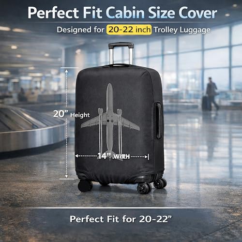 Image of WanderWraps Spendex Polyester Protective Luggage Cover | Hard Luggage Trolley Bag Cover | Washable | Dust Proof | Stretchable | S - 20 inch | Jetstreamm