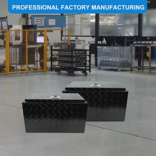 16" Eivojor Aluminum Stripes Plated Tool Box Pick Up Truck Bed Rv Trailer Toolbox Storage Organizer With Side Handle,Waterproof Lock And Keys - Black #TOP5