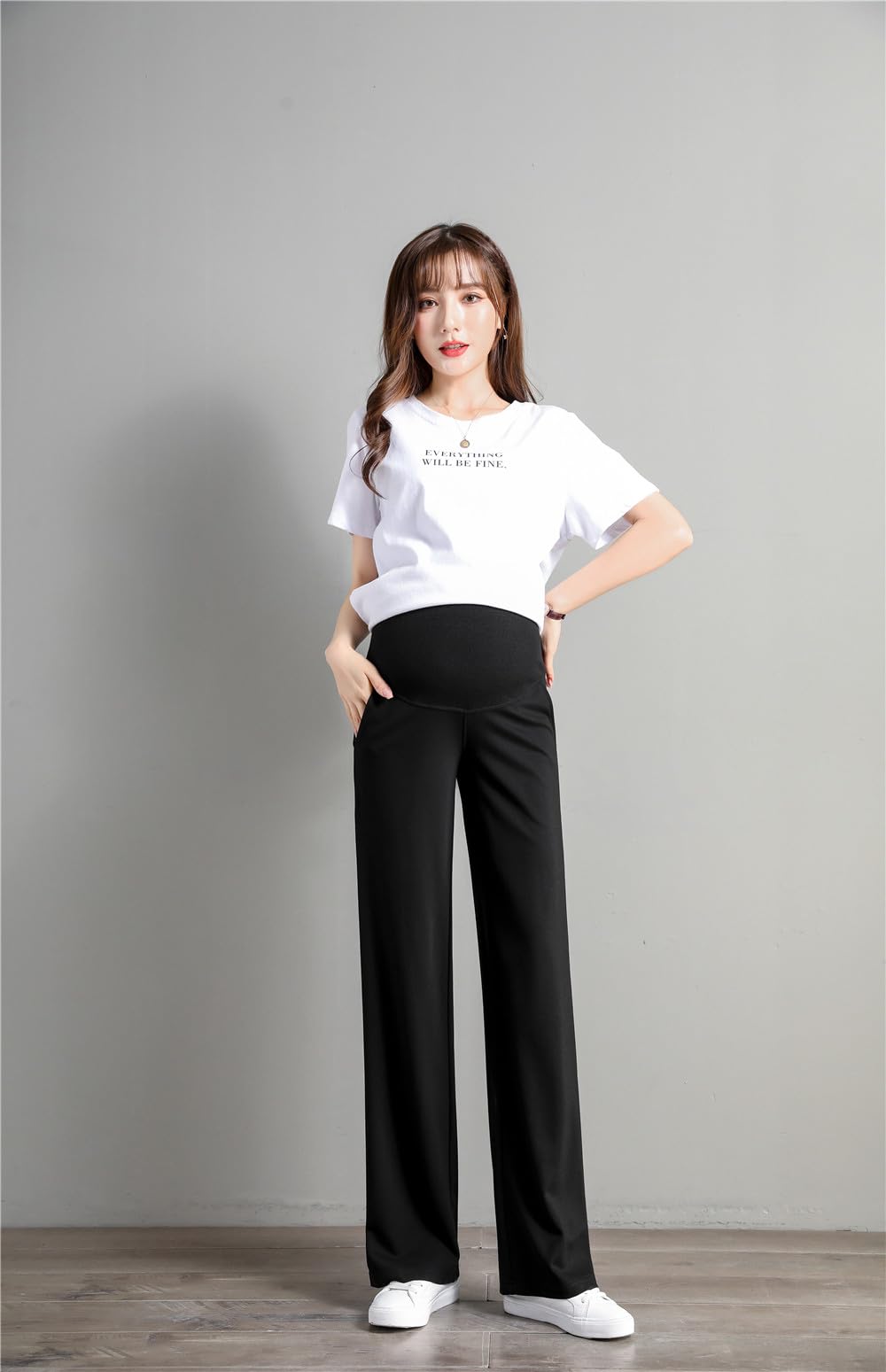 Pantalon de maternité Pantalon Slim Jambe Large Ceinture Ajustable Mode Confortable