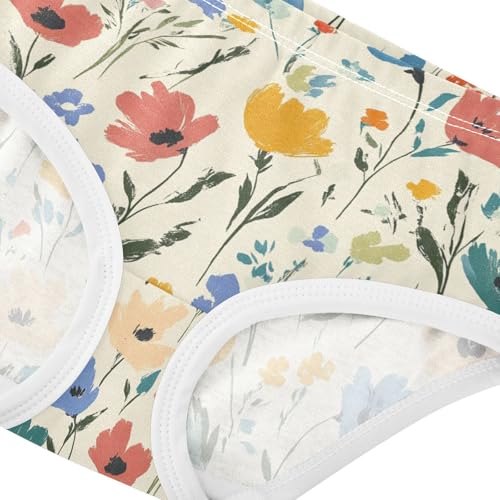 Wusikd Colorful Wildflowers Girls' Underwear Cotton Girls Briefs Soft Toddler Underwear 2T4