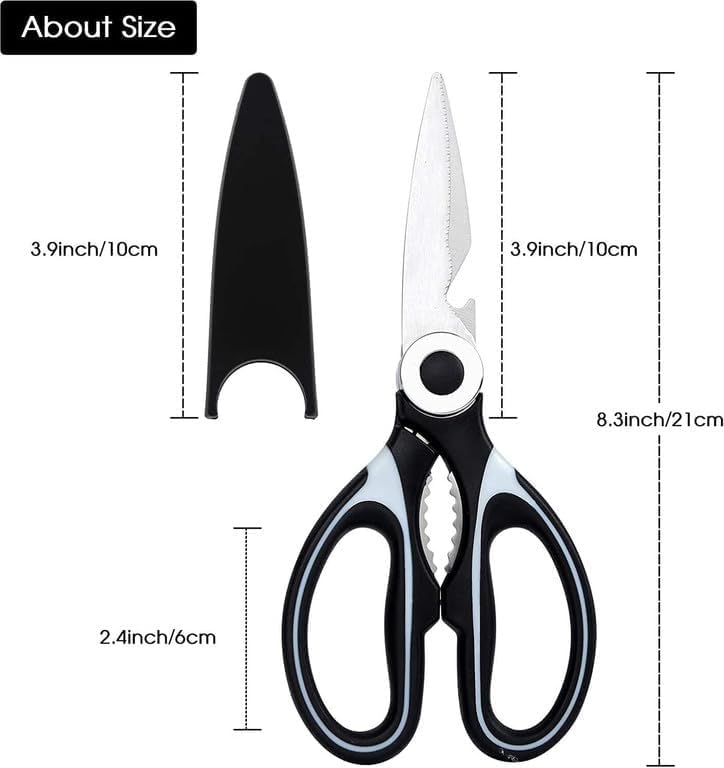 Image of Multi Purpose Kitchen Scissors Premium Stainless Steel Heavy Duty Kitchen Shears with Bottle Opener | Food Scissors for Meat, Chicken, Seafood, Vegetables, Herbs & BBQ | Strong Grip Non-Slip Handle