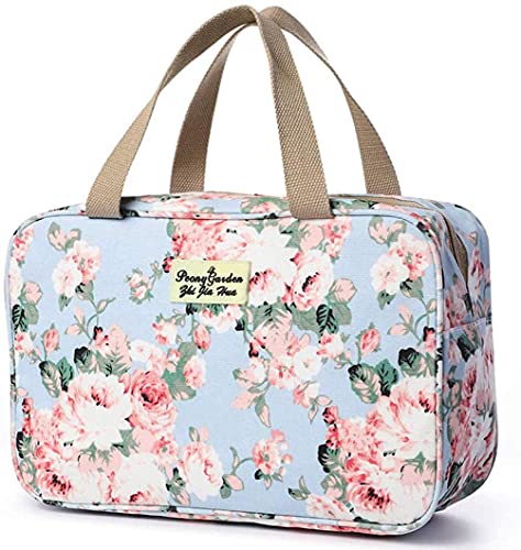 Kulturbeutel Damen Kulturbeutel Große Damen Tragbare Damenkosmetiktasche Reise-Make-up-Tasche wasserdichte tragbare (Rosa Pfingstrose)