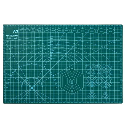 YIKUBO Cutter Mat A3 Size Double-Sided Printing Craft Cutting Mat with Grid Lines Fixed Non-Slip for Plastic Model Tools A3 Mat 45 * 30cm*3mm Green