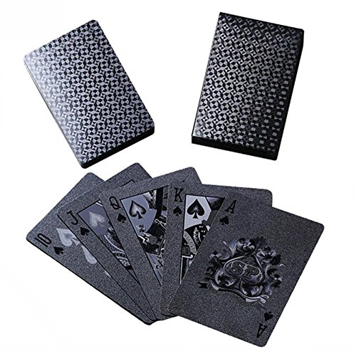 Comaie - Carte da Poker, Impermeabili, Classiche, Trucchi, Mazzo di Carte da Gioco, in plastica Opaca, Colore: Nero