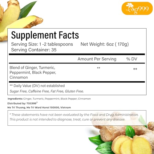 Image of TOG999, 6oz /100 cups Anti-Inflammaheb Loose Leaf Tea | 100% Natural Blend of Ginger, Turmeric, Peppermint, Black Pepper & Cinnamon | Caffeine-Free, Sugar-Free, Gluten-Free, Vegan, Handcrafted