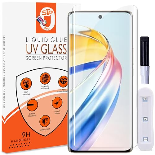 Image of STP FEEL UV Tempered Glass Screen Protector For Oppo Reno 10 Pro Plus (6.7 Inch) (Pack of 1) Full Adhesive UV Glue Curved HD Clarity with easy installation kit