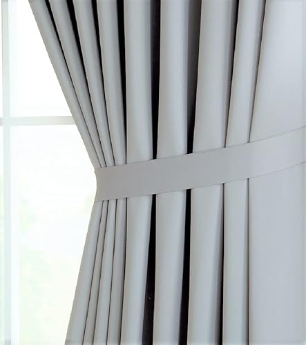 Miniatura 2 de WARM HOME DESIGNS 2 cortinas de pared a pared de color gris claro extragrandes de 108 x 132 pulgadas cada una con 2 alzapaños a juego. El ancho