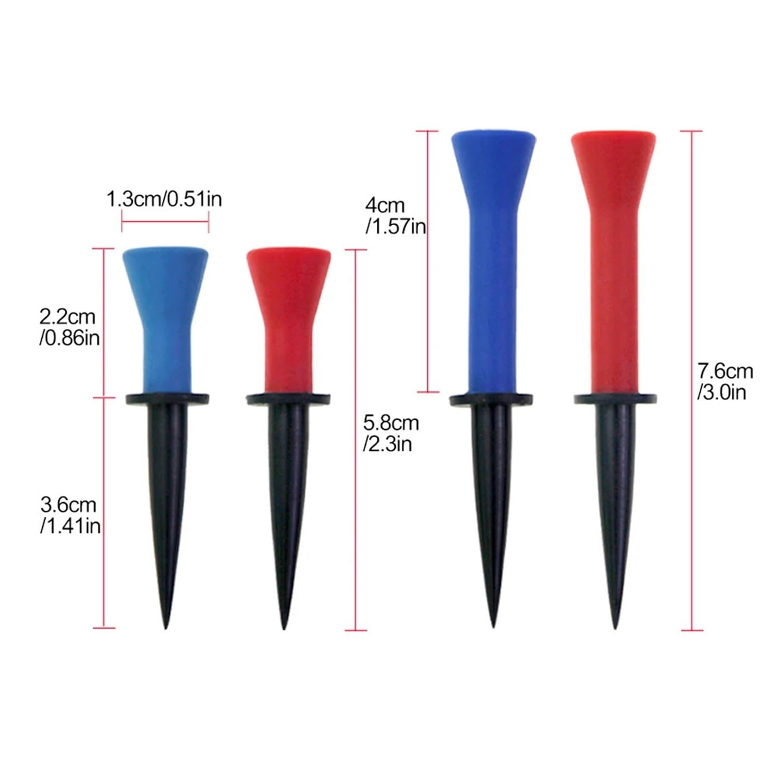 Golf Tee 6 Stück 58 mm 76 mm Kunststoff-Golf-Tees mit weicher Gummi-Polsterung, for Üben for Golfer, Golf-Zubehör FüR Einen Idealen Abschlag