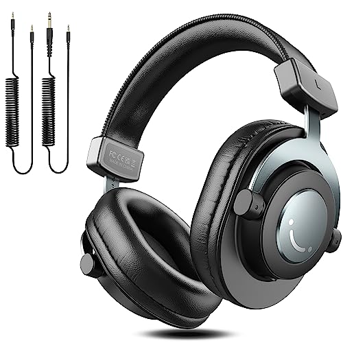 FIFINE Over-ear hoofdtelefoon met kabel, studio-hoofdtelefoon met 6,35 & 3,5 mm jack en 50 mm driver, gesloten DJ-hoofdtelefoon voor monitor, studio, podcast, opname, handy, pc, mixer, Xbox