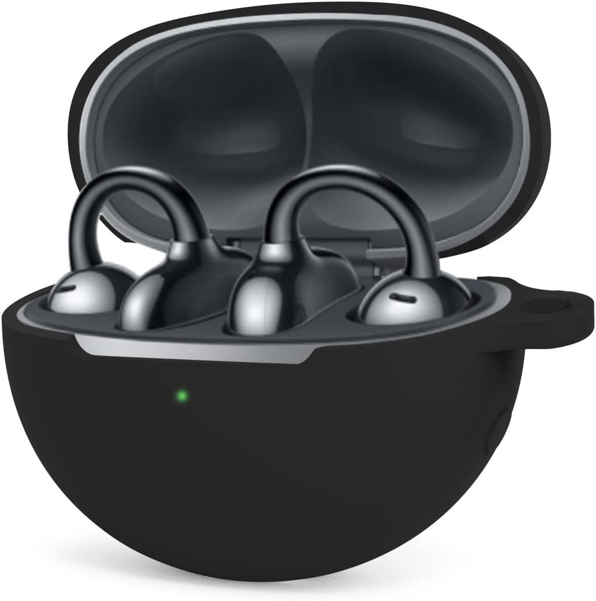 Soft Silicone Protective Cover Compatible with Huawei FreeClip, Protective Skin Case with Carabiner (Black)