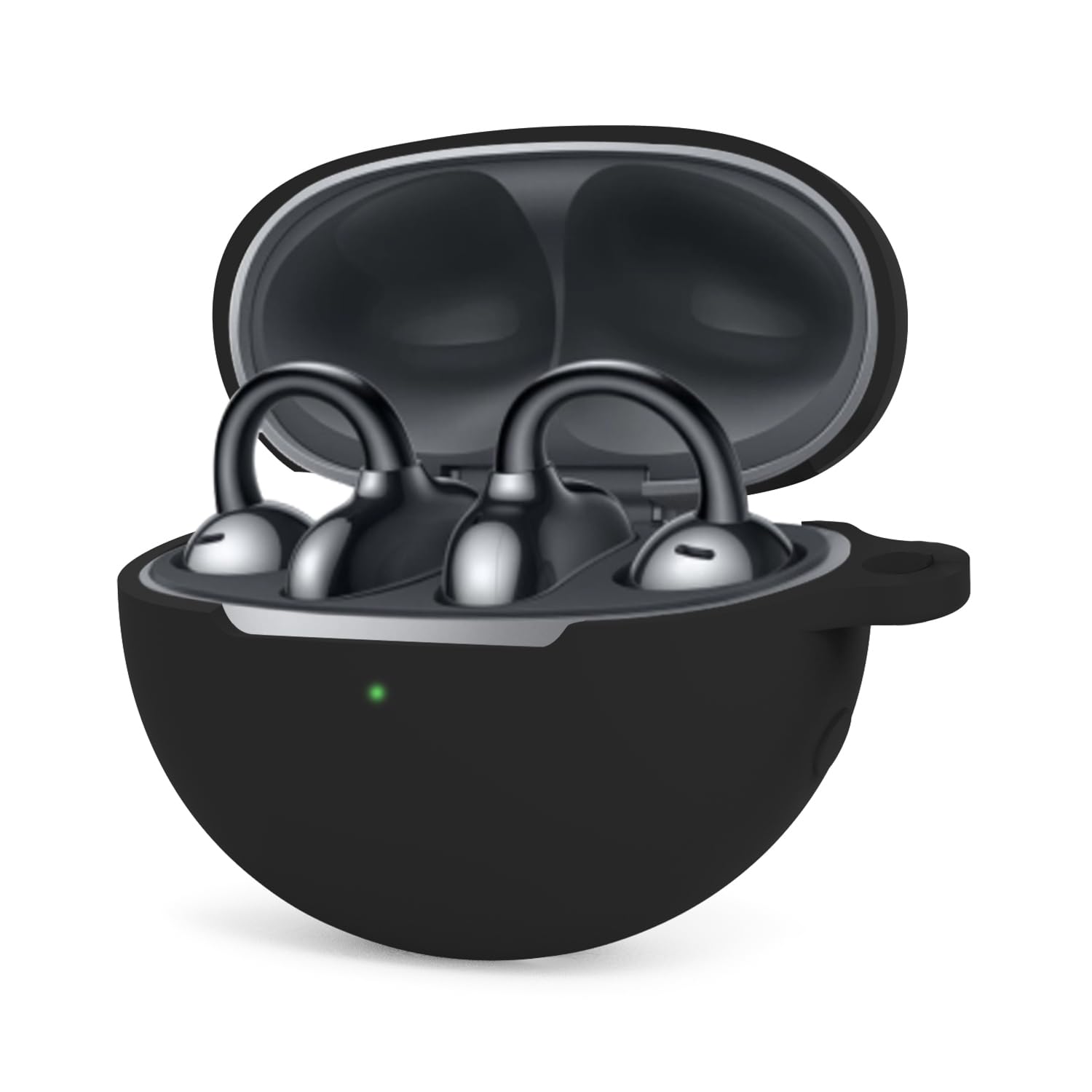 Soft Silicone Protective Cover Compatible with Huawei FreeClip, Protective Skin Case with Carabiner (Black)