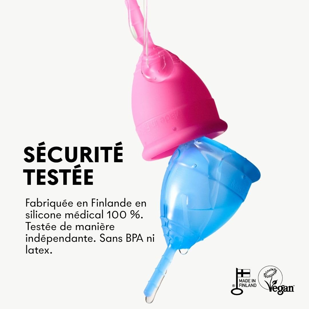 Lunette Coupe Menstruelle en Silicone Médical | Jusqu'à 12 h de Confort, Réutilisable jusqu'à 10 Ans, Sans BPA, Fabriquée en Finlande, Taille 2 Pink