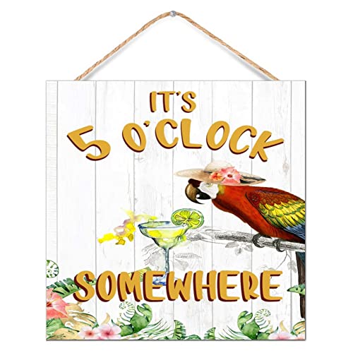 Plaque décorative en bois perroquet rustique multicolore 30,5x30,5 cm - 3