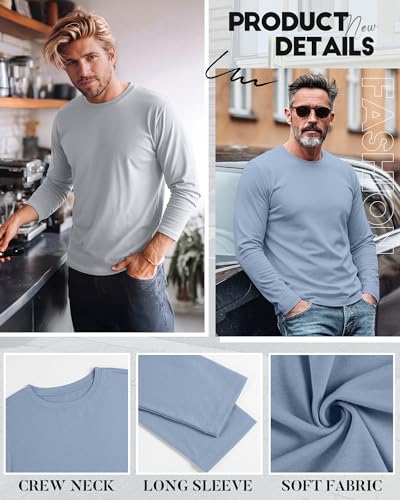 Image of August Alley 4 Pack Men's Big and Tall Cotton Shirts L-7xl, Long Sleeve Oversized Tops Loose Casual Large T-Shirts Basic Tee