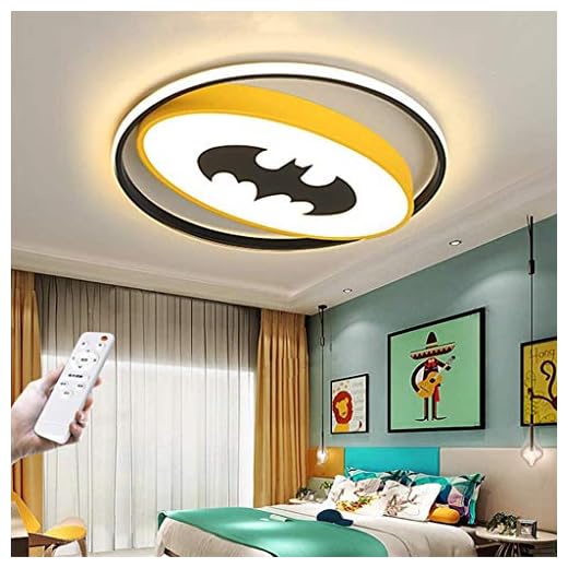 Luz de techo LED para habitación de niños lámpara de techo Batman con atenuación niño niños Iluminación colgante de dibujos animados creativos con control remoto dormitorio Infantil Plafón,40cm38W