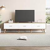 Pieds en bois massif stables et sécurité : supporté par des pieds robustes en bois massif, le meuble bas rétro garantit une grande stabilité et une capacité de charge allant jusqu'à 60 kg. En outre, la protection anti-basculement intégrée garantit que ce meuble TV avec espace de rangement peut être utilisé en toute sécurité même dans les maisons avec des enfants ou des animaux domestiques.