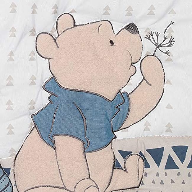 Lambs & Ivy Forever Pooh 3Piece Baby Crib Bedding Set, Blue