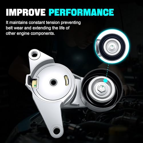 90K-38397B Drive Belt Tensioner Assembly Fit for Chevy Equinox Malibu Impala, GMC Acadia Terrain, Cadillac CTS, Buick Enclave, Pontiac G6, Saab 9-3, Saturn Aura by HUANNBAO - Used condition - Image 3