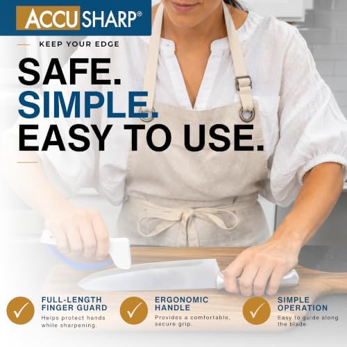 AccuSharp Knife Sharpener, Ergonomic Comfortable Handle, Compact & Easy to Use, Restore and Hone Straight & Serrated Knives, White - thumbnail 3