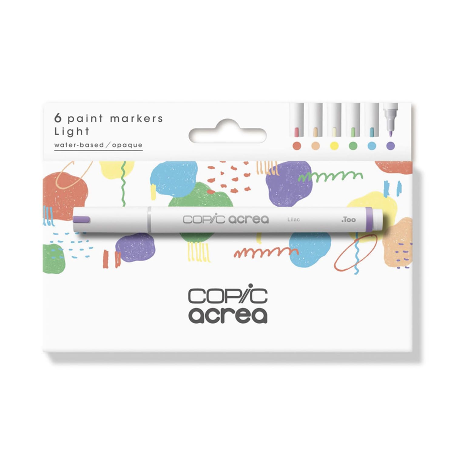 Copicacrea Set of 6 Light Paint Markers with Water and Pigment-Based Ink, Line Width 0.8-1.2 mm
