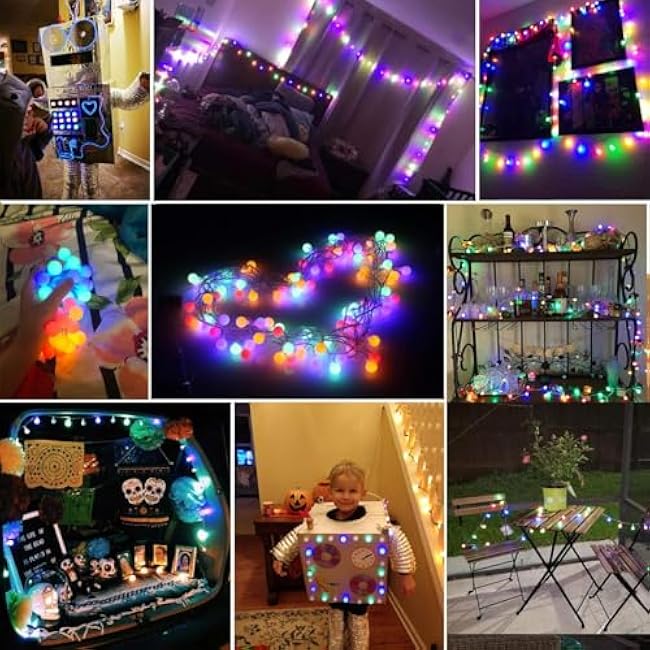 ALOVECO LED String Lights 18ft 50 LEDs Battery Operated String Lights with Remote 8 Modes Waterproof Globe Starry Fairy Lights for Outdoor Indoor Bedroom Garden Party Christmas Tree (Multicolor)