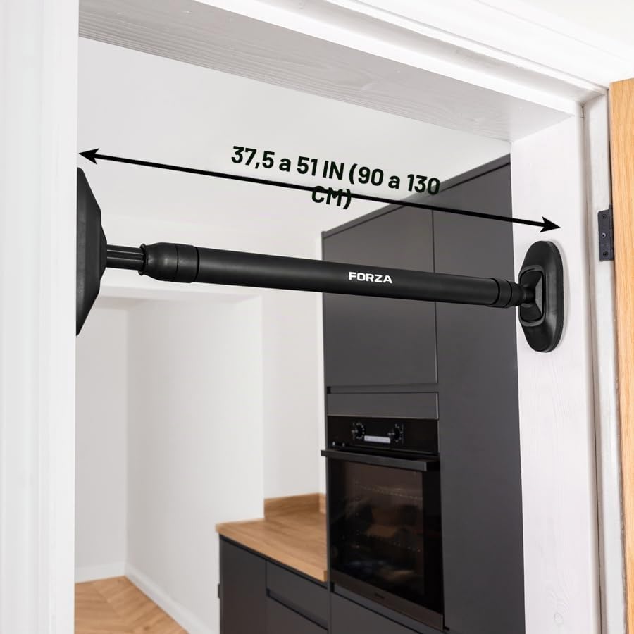 Barra de Dominadas Extensible METIS | Barra Fija para Marco de Puerta Sin Tornillos con Cierre de Seguridad | Barra de Musculación para el Tren Superior | Pull Up Bar para Pared y Puerta
