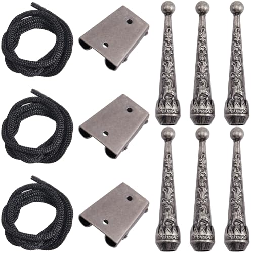 GORGECRAFT 3 Sets Bolo Tie Tips Replacement End Caps Kit 3Pcs Nylon Tips Cord 6Pcs Round Alloy Textured Buckle Cord End 3Pcs 1.2 Inch Large Size Iron Bolo Tie Slide Clasps for Bolo Tie Making Gunmetal