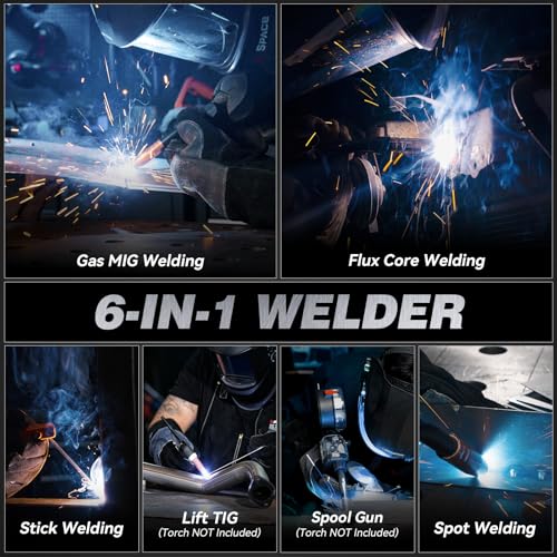 Image of ARCCAPTAIN 180A MIG Welder 110V 220V 6 in 1 Multiprocess Welder Machine | Dual Color Clear Display, Synergy Control MIG, MMA, Spool Gun Lift TIG, 2T 4T, Gas Check, Home Repair, DIY, Metalworking Tool