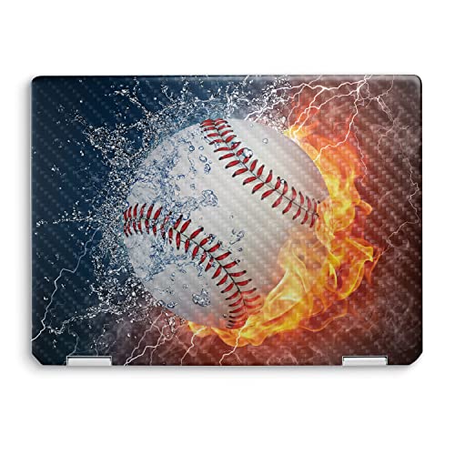 Image of MightySkins Carbon Fiber Skin Compatible with HP Spectre x360 14 inch (2022) Full Wrap Kit - Baseball Fire | Protective, Durable Textured Carbon Fiber Finish | Easy to Apply | Made in The USA