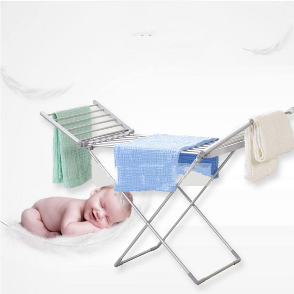 Secadora de ropa con calefacción eléctrica Plegable, Secadora de aire con riel de ropa con calefacción con alas, Aireador interior de bajo consumo Secado de ropa húmeda Estante for caballos, for un fá