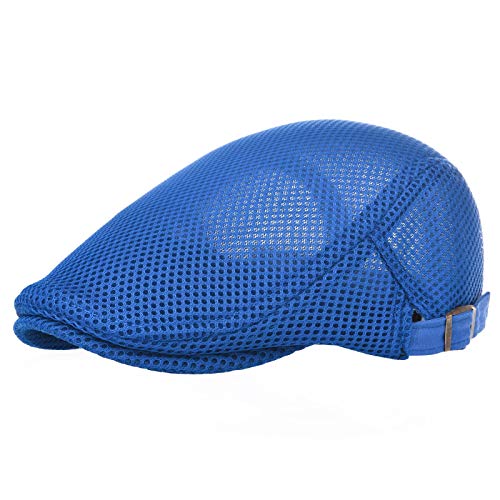 Image of VOBOOM Men Breathable Mesh Summer Hat Adjustable Newsboy Beret Ivy Cabbie Flat Cap