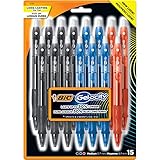 bic cristal gel medium Recargable BIC Gel-ocity Original Retractable Gel Pen, Medium Point (0.7 mm), Black, Blue, Red, 15-Count