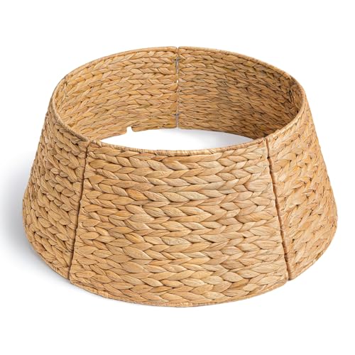 27in Christmas Tree Collar, Natural Christmas Tree Ring Woven Rattan Tree Base Cover for Christmas Home Decor