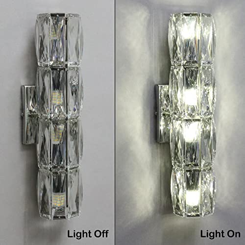 SAMTEEN Chrome Crystal Wall Sconce Modern 4-Light Crystal Sconces Wall Lighting Tube Shape Glass Wall Light Fixture for Bedroom Living Room Hallway Kitchen Bathroom Vanity Light - Image 7